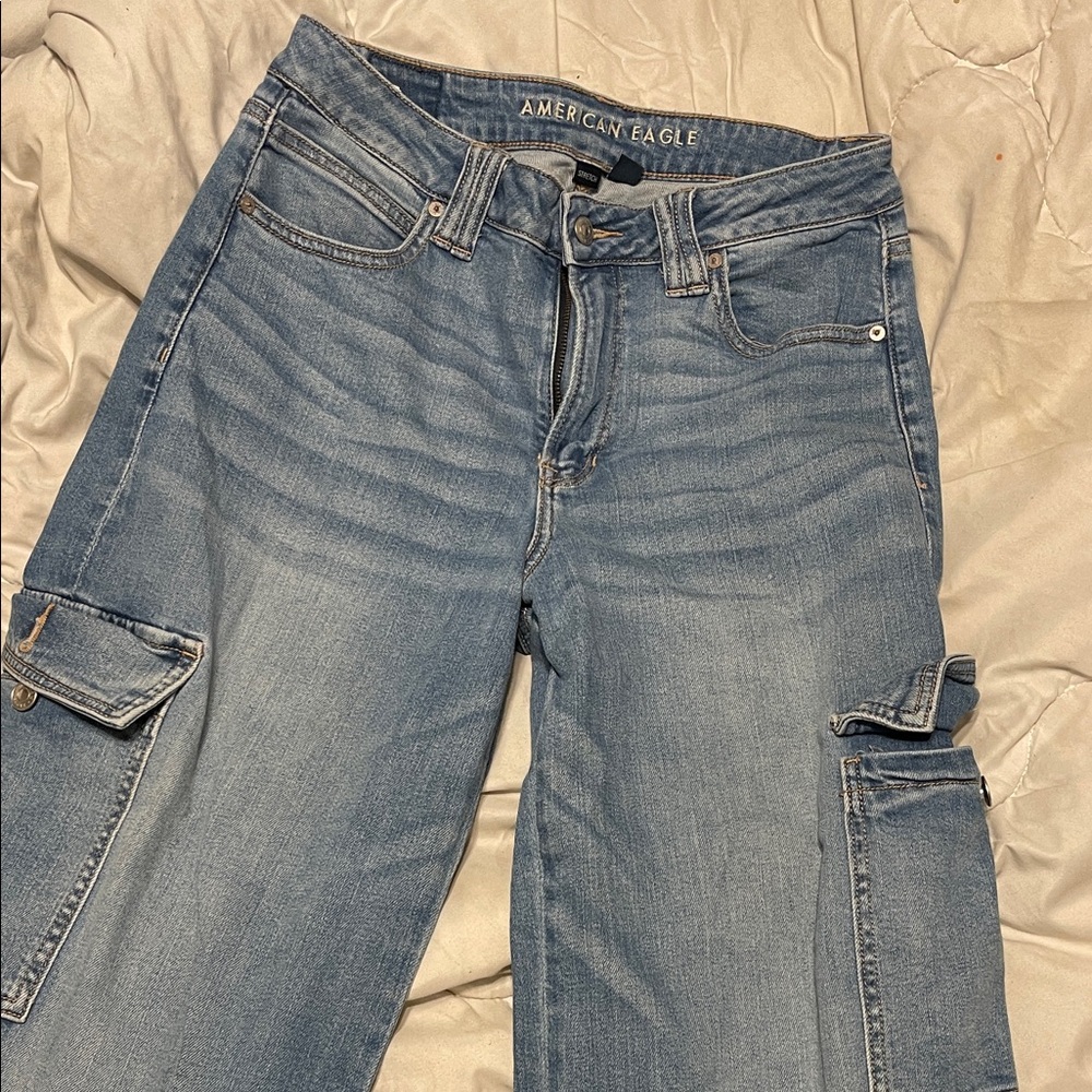 American Eagle Outfitters Women's Light Blue Flare Jeans